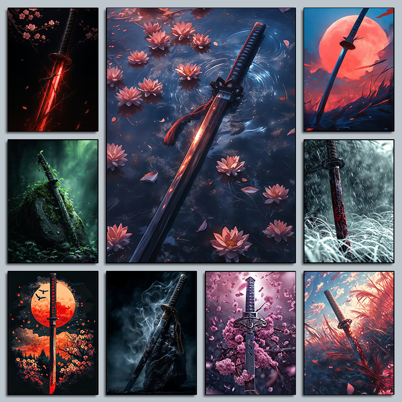 Japanese Traditional Lifestyle - Classic Dark Traditional Japanese Sword Poster