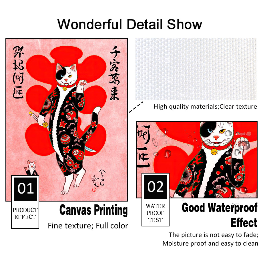 Japanese Samurai Cat Wall Art  - Japanese Traditional Lifestyle のレビューと価格