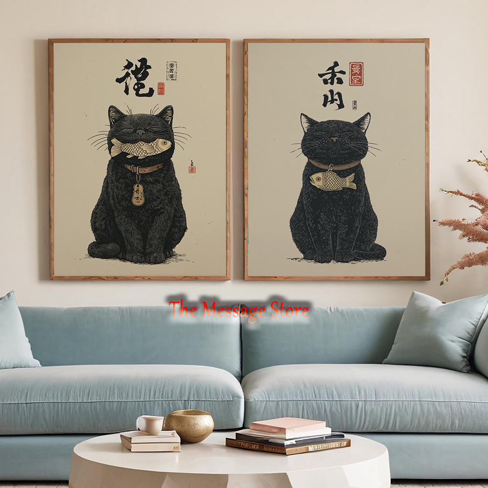 Black Lucky Cat Ukiyo-e Japane - Lifestyle Of Japanese のレビューと価格