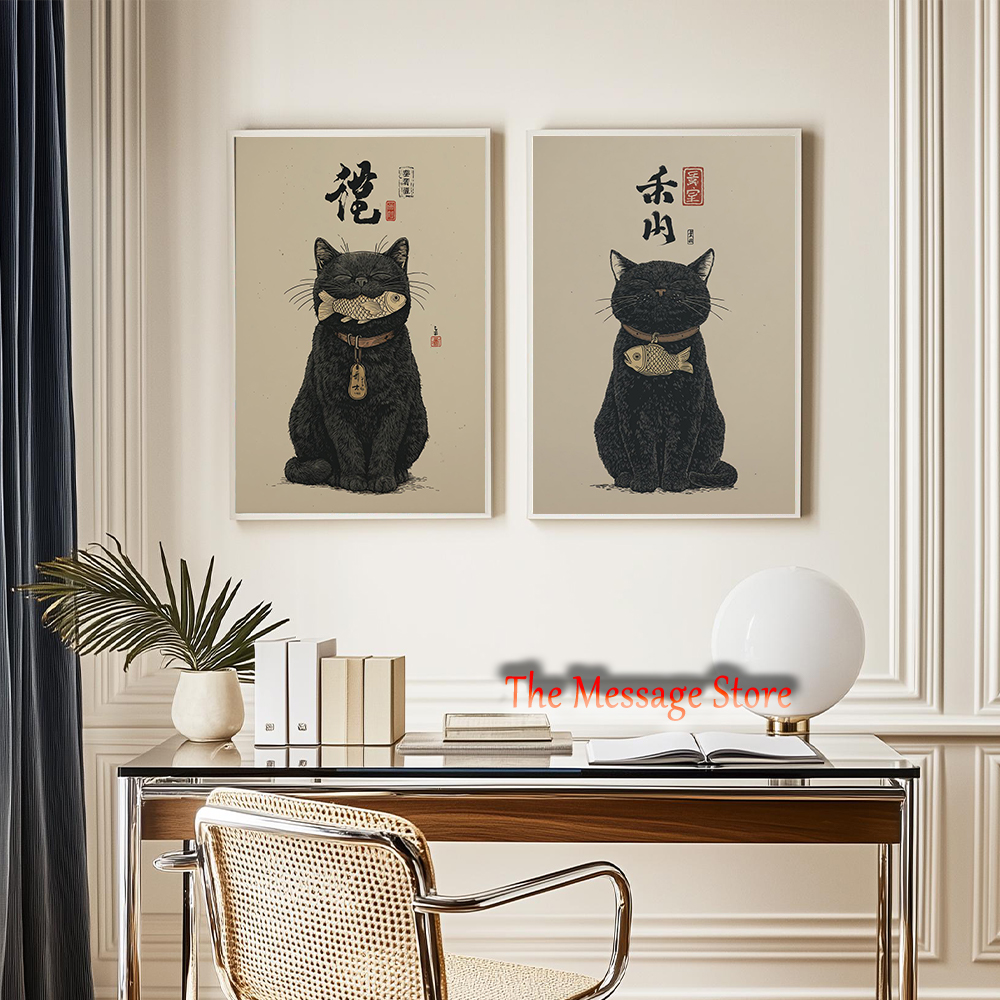 Black Lucky Cat Ukiyo-e Japane - Lifestyle Of Japanese のレビューと価格
