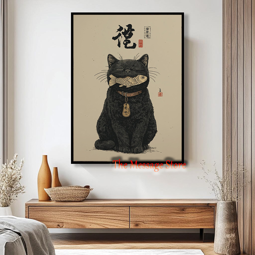 Black Lucky Cat Ukiyo-e Japane - Lifestyle Of Japanese のレビューと価格