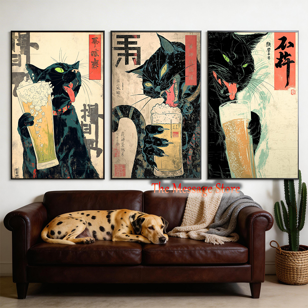 Japanese Quirky Cat Drinking A - Lifestyle Of Japanese のレビューと価格