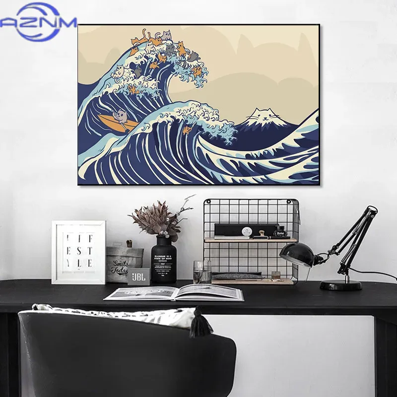 AZNM Canvas Painting Big Wavy  - Japanese Traditional Lifestyle のレビューと価格